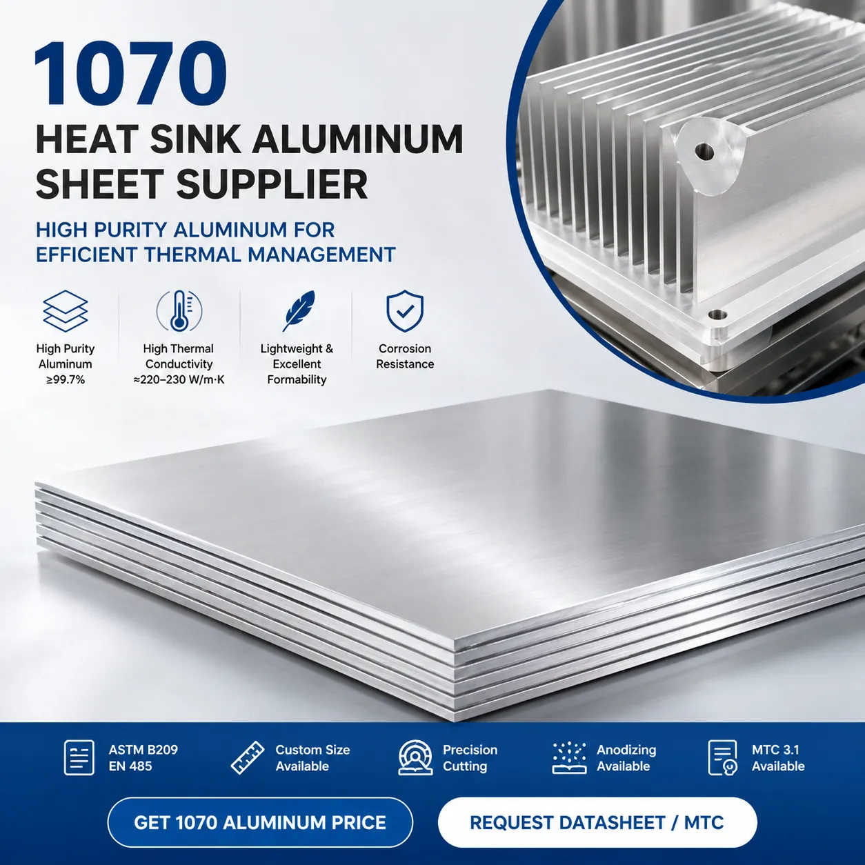 1070 Aluminum Heat Sink Sheet Supplier | High Thermal Conductivity Aluminum Plate Price