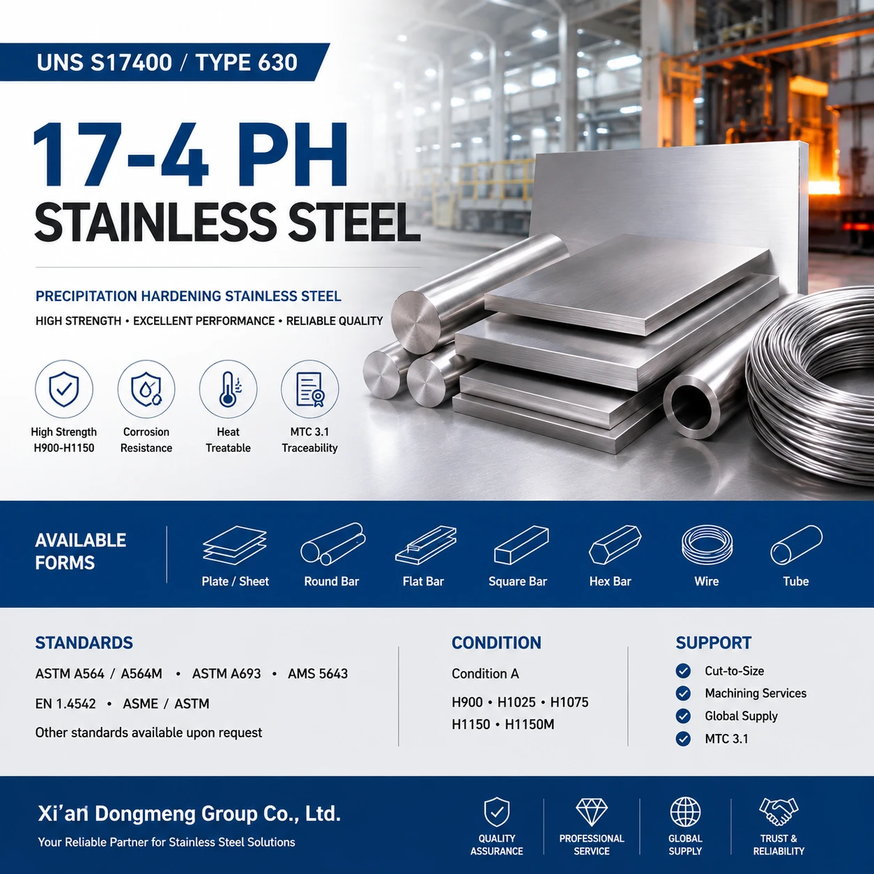 17-4 PH Stainless Steel | UNS S17400 H900–H1150
