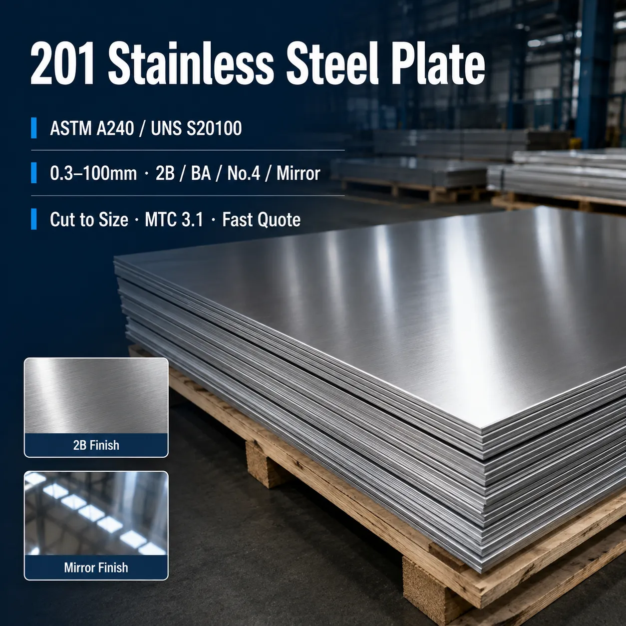201 Stainless Steel Plate Supplier | ASTM A240 S20100 Plate & Sheet