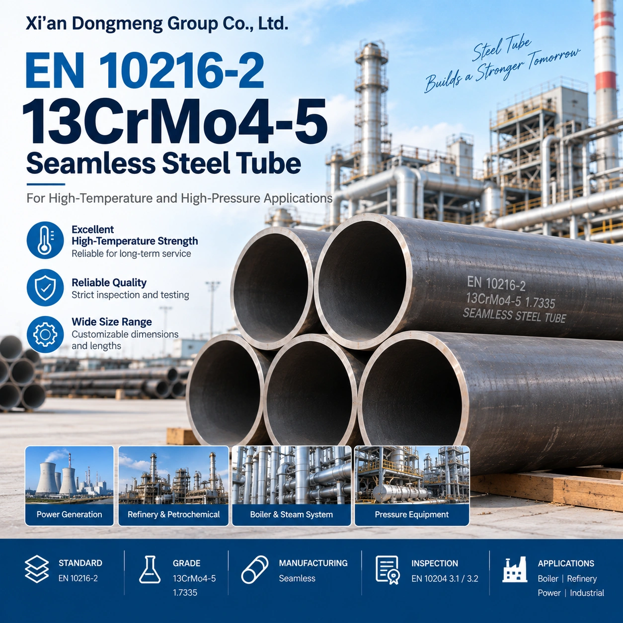EN 10216-2 13CrMo4-5 Seamless Steel Tube