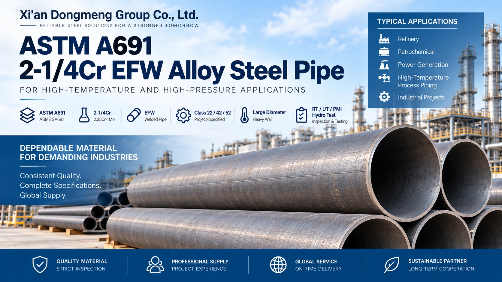 ASTM A691 2-14Cr EFW Alloy Steel Pipe ASTM A691 2-14Cr EFW Alloy Steel Pipe