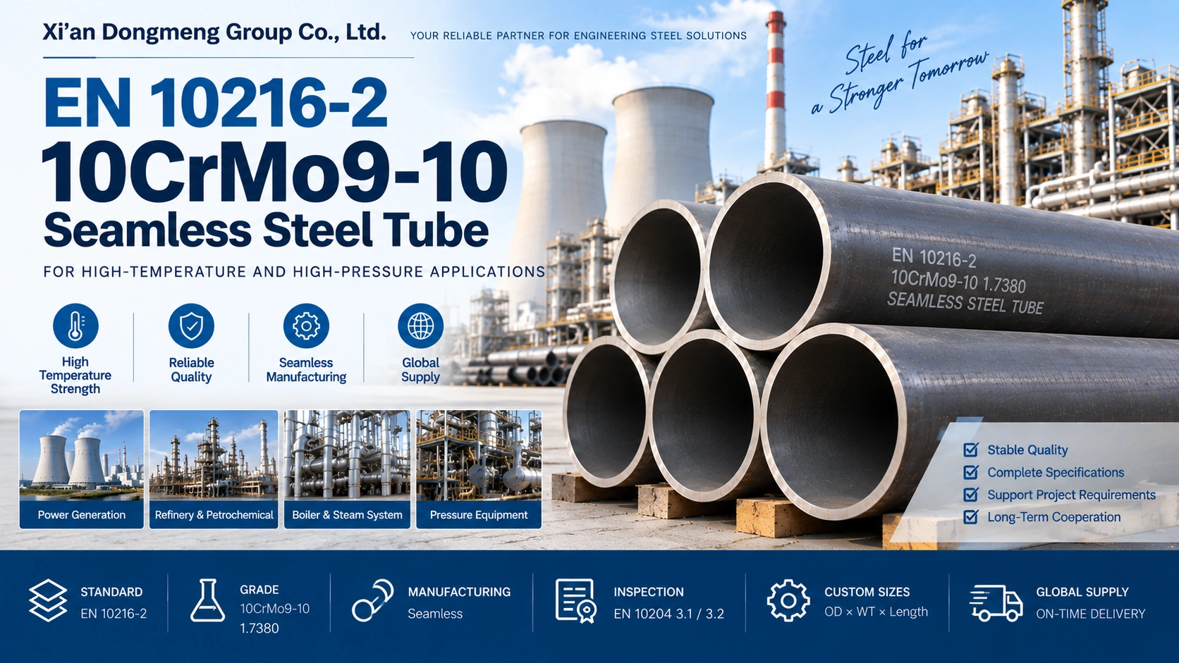 EN 10216-2 10CrMo9-10 Seamless Steel Tube EN 10216-2 10CrMo9-10 Seamless Steel Tube